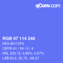 Color code: RGB 97 114 246 | qconv.com