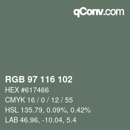 カラーコード: RGB 97 116 102 | qconv.com