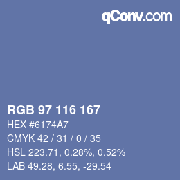 Color code: RGB 97 116 167 | qconv.com