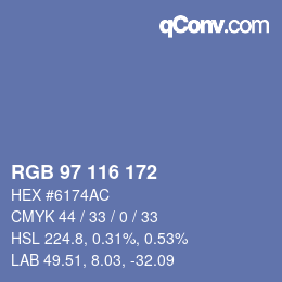 Color code: RGB 97 116 172 | qconv.com