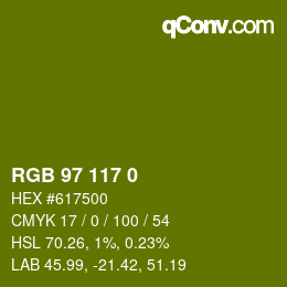 Color code: RGB 97 117 0 | qconv.com