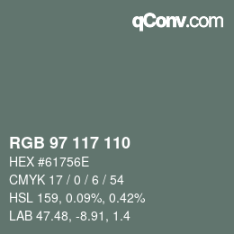 カラーコード: RGB 97 117 110 | qconv.com