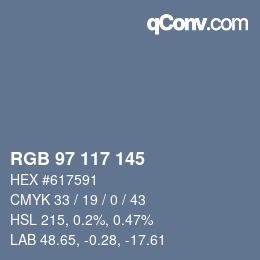 颜色代码: RGB 97 117 145 | qconv.com