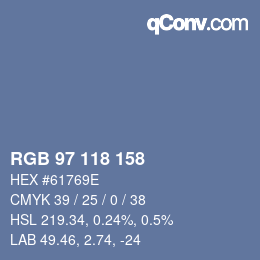 颜色代码: RGB 97 118 158 | qconv.com