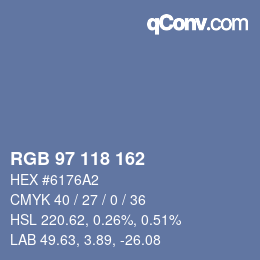 Color code: RGB 97 118 162 | qconv.com