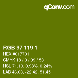 Color code: RGB 97 119 1 | qconv.com