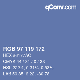 カラーコード: RGB 97 119 172 | qconv.com