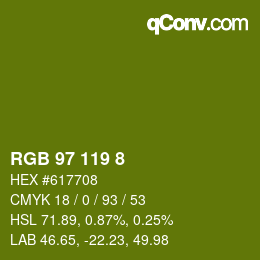 カラーコード: RGB 97 119 8 | qconv.com