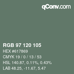 カラーコード: RGB 97 120 105 | qconv.com