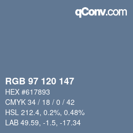 Code couleur: RGB 97 120 147 | qconv.com