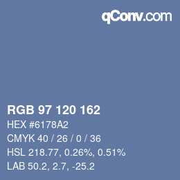 カラーコード: RGB 97 120 162 | qconv.com