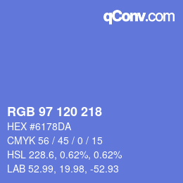 カラーコード: RGB 97 120 218 | qconv.com