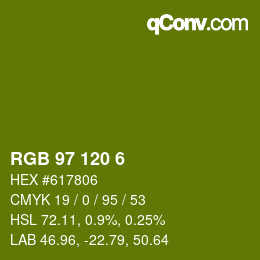 カラーコード: RGB 97 120 6 | qconv.com