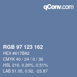 Color code: RGB 97 123 162 | qconv.com