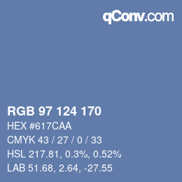 Farbcode: RGB 97 124 170 | qconv.com