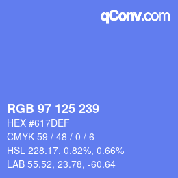 Color code: RGB 97 125 239 | qconv.com