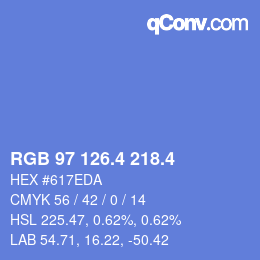カラーコード: RGB 97 126.4 218.4 | qconv.com