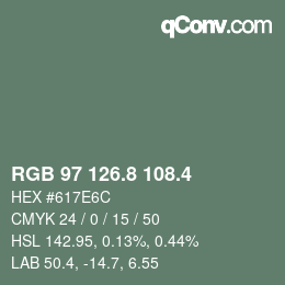 カラーコード: RGB 97 126.8 108.4 | qconv.com