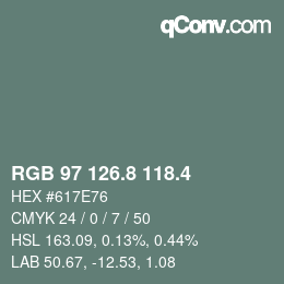 カラーコード: RGB 97 126.8 118.4 | qconv.com