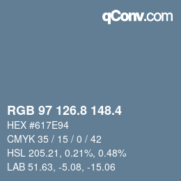 カラーコード: RGB 97 126.8 148.4 | qconv.com