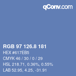 カラーコード: RGB 97 126.8 181 | qconv.com