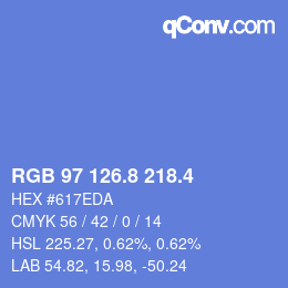 カラーコード: RGB 97 126.8 218.4 | qconv.com
