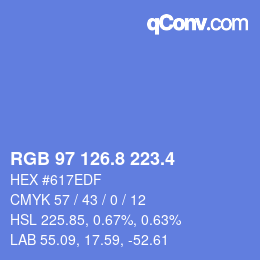 カラーコード: RGB 97 126.8 223.4 | qconv.com