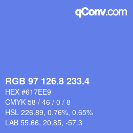 カラーコード: RGB 97 126.8 233.4 | qconv.com