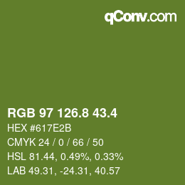 カラーコード: RGB 97 126.8 43.4 | qconv.com