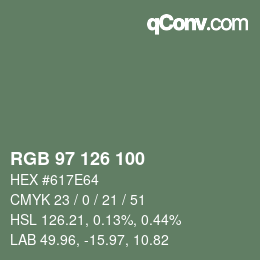 Color code: RGB 97 126 100 | qconv.com