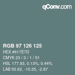 Color code: RGB 97 126 125 | qconv.com