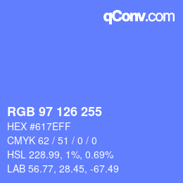 Color code: RGB 97 126 255 | qconv.com