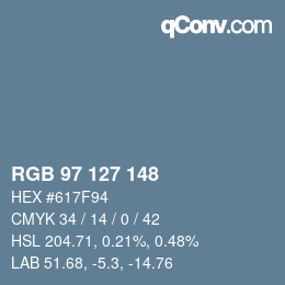 Farbcode: RGB 97 127 148 | qconv.com