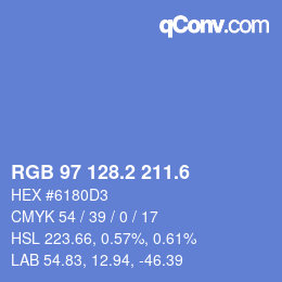 カラーコード: RGB 97 128.2 211.6 | qconv.com