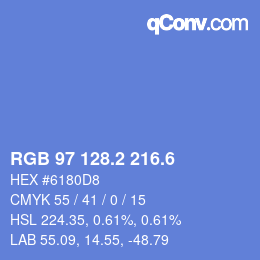 カラーコード: RGB 97 128.2 216.6 | qconv.com