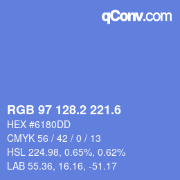 カラーコード: RGB 97 128.2 221.6 | qconv.com