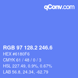 カラーコード: RGB 97 128.2 246.6 | qconv.com