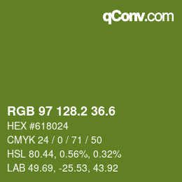 カラーコード: RGB 97 128.2 36.6 | qconv.com