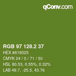 カラーコード: RGB 97 128.2 37 | qconv.com