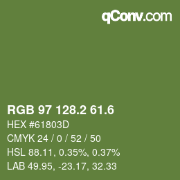 カラーコード: RGB 97 128.2 61.6 | qconv.com