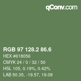 カラーコード: RGB 97 128.2 86.6 | qconv.com