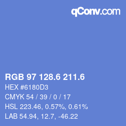 カラーコード: RGB 97 128.6 211.6 | qconv.com