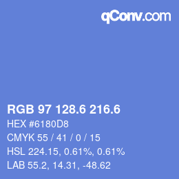 カラーコード: RGB 97 128.6 216.6 | qconv.com