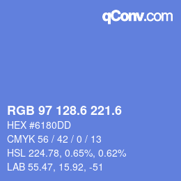 カラーコード: RGB 97 128.6 221.6 | qconv.com