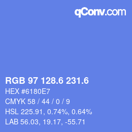 カラーコード: RGB 97 128.6 231.6 | qconv.com