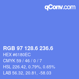 カラーコード: RGB 97 128.6 236.6 | qconv.com