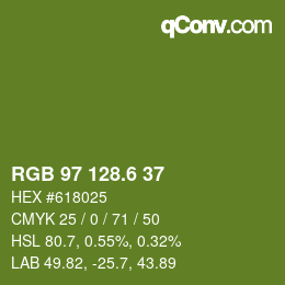 カラーコード: RGB 97 128.6 37 | qconv.com