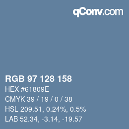カラーコード: RGB 97 128 158 | qconv.com