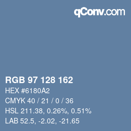 颜色代码: RGB 97 128 162 | qconv.com