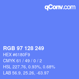 カラーコード: RGB 97 128 249 | qconv.com